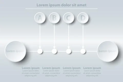 Four topics of simple white 3d paper balloon circle with time line for websit Stock Illustration