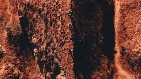 The four tourists with backpack walking on the mountain Video stock 156642544