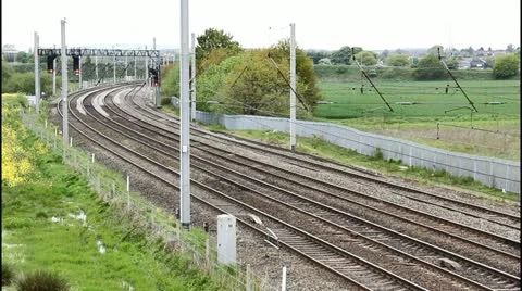 Four track electrified main line in England no trains Video stock 18196449