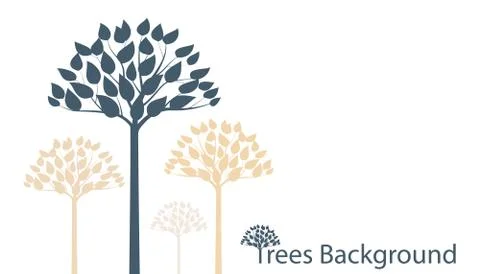 Four trees with grey, light yellow solid colors Illustrazione stock