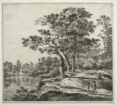 The Four Trees. Jan Hackaert (Dutch, 1629c. 1700). Etching; Stock Illustration