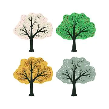 Four trees set Stock Illustration