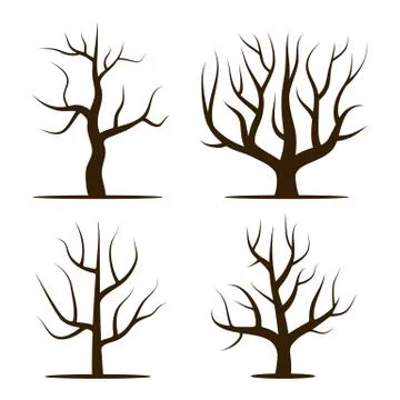 Four trees without leaves Illustrazione stock