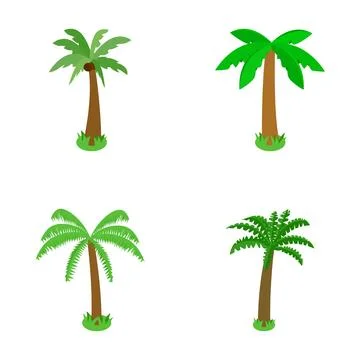 Four tropical palm tree vector illustrations for design Ilustración de archivo