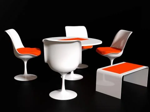 Four tulip chairs Stock Illustration