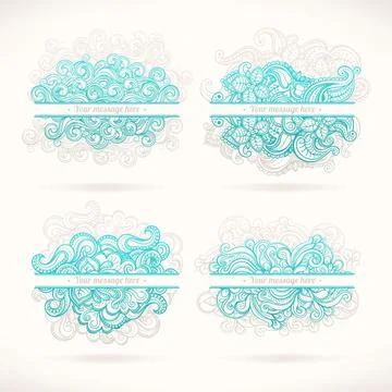 Four turquoise frames Illustrazione stock
