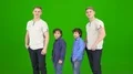 The four twin brothers thumb up on the green background 4k or 4k+ Resolution