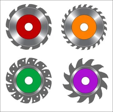 Four Types of Circular Saw Blade Illustrazione stock