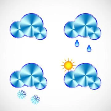 Four types of clouds for each weather in color Stock Illustration