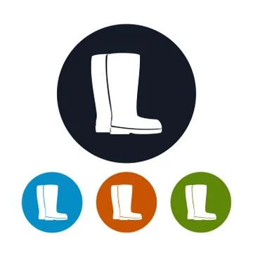Four Types of Icons Working Rubber Boots Stock Illustration