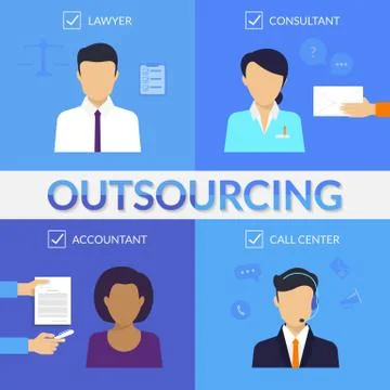 Four types of outsoursing Ilustración de archivo