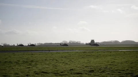 Four UH-60 Black Hawk helicopters depart Chièvres Air Base, Belgium Видео 102944455