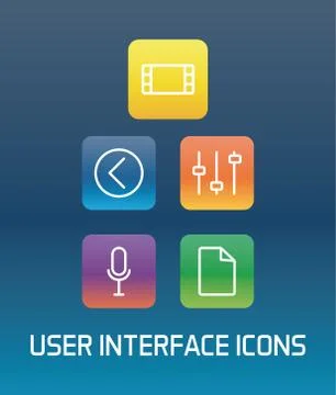 Four of user interface set block gradient style icons Stock Illustration