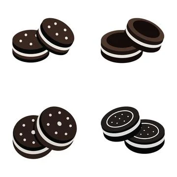Four Variations of Delicious Chocolate Sandwich Cookies Stock Illustration