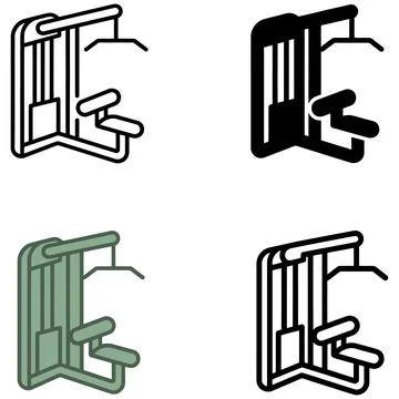Four Variations of Lat Pulldown Exercise Machine Vector Line Icons Illustration