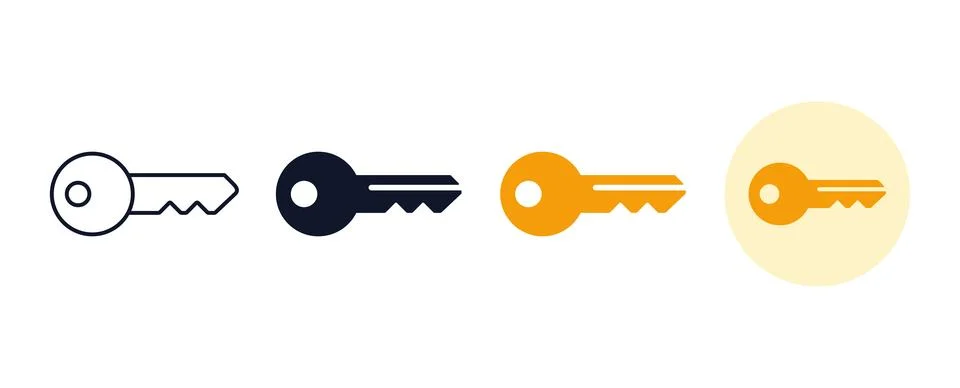 Four variations of security key icon displayed in linear solid and rounded .. Ilustración de archivo