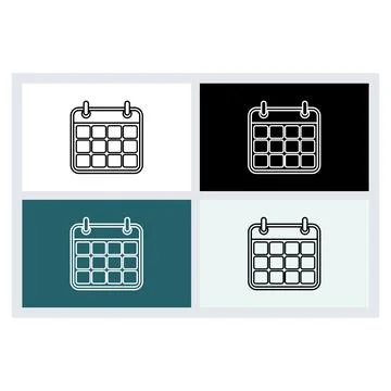 Four variations of a simple calendar icon with a linear grid design Stock Illustration