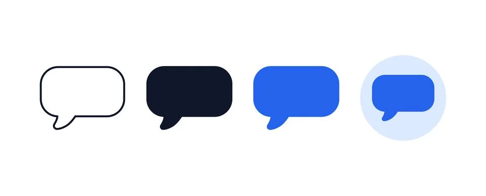 Four variations of speech bubble chat message icons featuring outline solid.. 스톡 일러스트