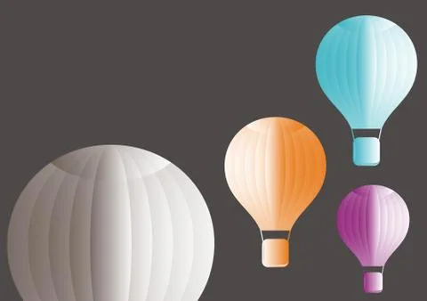Four vector hot air balloons background - coloured Stock-Illustration