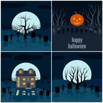 Four vector illustrations for Halloween Stock Illustration