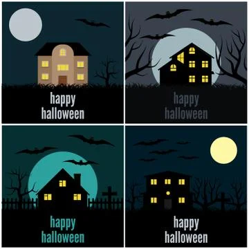 Four vector illustrations for Halloween Stock Illustration