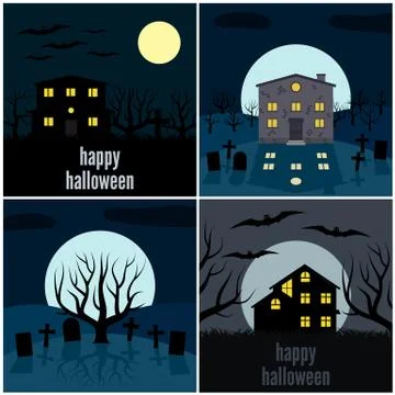 Four vector illustrations for Halloween Stock-Illustration