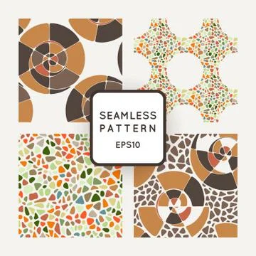Four vector pattern with elements like seashells and stones Illustrazione stock