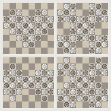 Four vector stylish figures of draughts: heart, cross, bow-tie and butterfly Stock Illustration