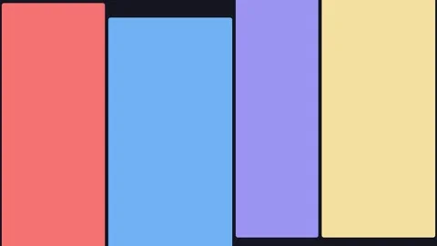Four vertical rectangular panels with a vibrant multi-colored palette design Stock Footage 338311269