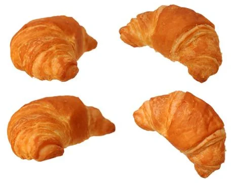 Four view of single croissant Stock Photos