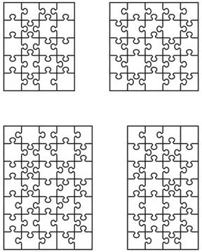 Four vignette puzzles Stock Illustration