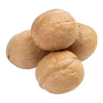 Four walnuts isolated on white Stock Photos