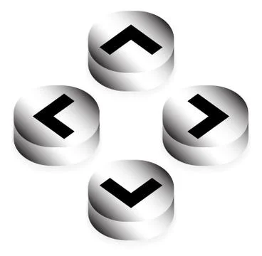 Four way arrow, button with arrows. Vector Illustration. Stockillustratie