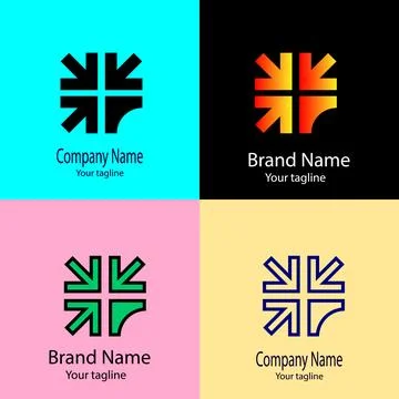 Four-Way Arrow Core logo design Stock Illustration