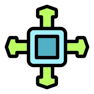 Four way arrow keypad navigation control symbol with square center Stock Illustration