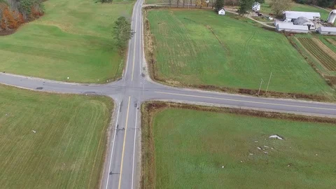 Four-Way Intersection From the Air Stock Footage 97959199