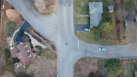 Four Way intersection with one car driving Stock Footage 125267405