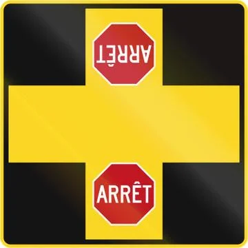 Four-Way Intersection With Stop in Canada Ilustração Stock