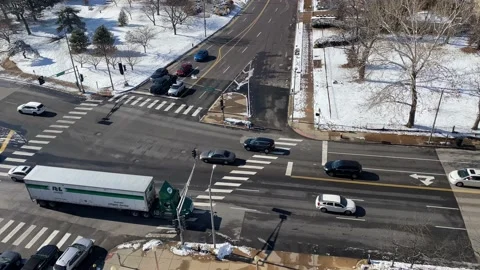 Four Way Intersection Traffic Stock Footage 147405471