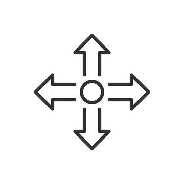Four ways, icon in line design. Four, ways, direction, path, intersection 스톡 일러스트