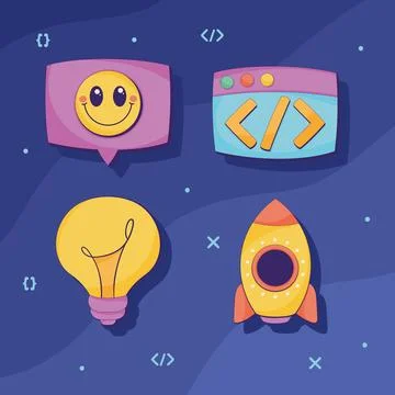 Four web development icons イラスト素材