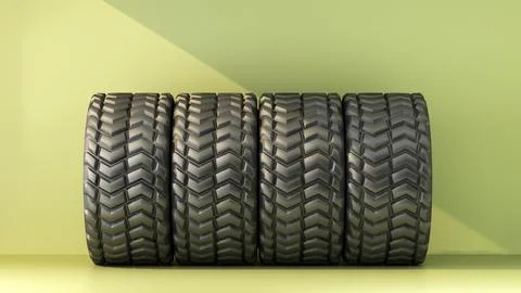 Four wheels with rough tread Stock Illustration