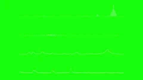Four white audio waveforms animate on green screen background Video stock 331767074