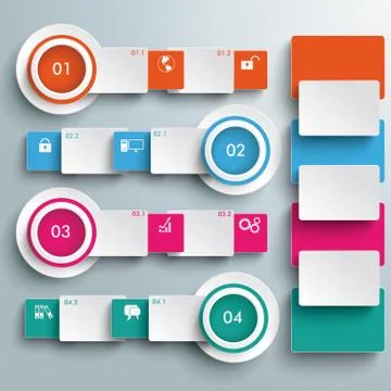 Four white banners batched rectangles piad Stock Illustration