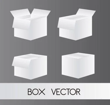 Four white boxes  over gray background. vector Stock Illustration