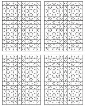 Four white puzzles 3 Illustrazione stock