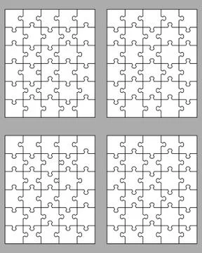 Four white puzzles Stock Illustration