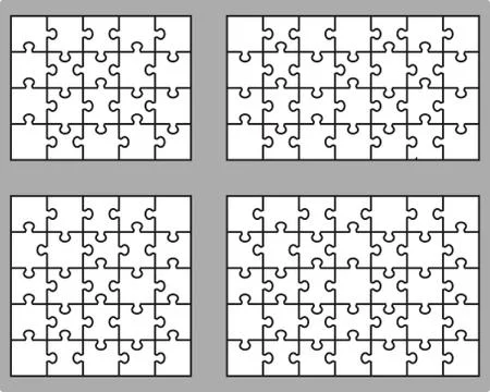 Four white puzzles Stock Illustration