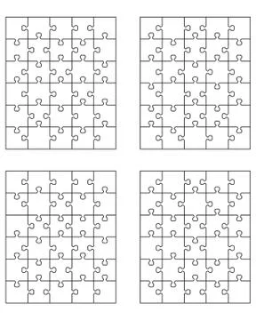 Four white puzzles Stock Illustration