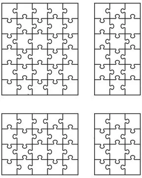 Four white puzzles Stock Illustration